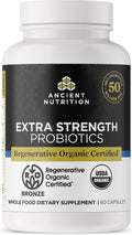 Ancient Nutrition Probióticos Extra Fuertes 50 Mil Millones de UFC, Certificado Orgánico Regenerativo, 60 Cápsulas