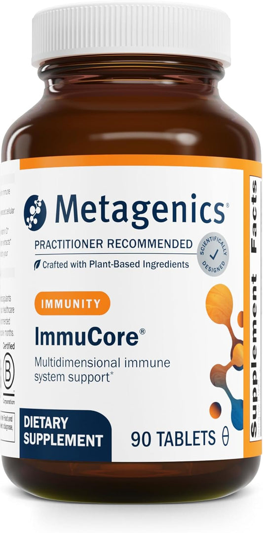 Metagenics ImmuCore - Apoyo inmunitario y antioxidante con vitaminas C, D3, zinc, selenio y hongos - No transgénico, sin gluten - 90 comprimidos