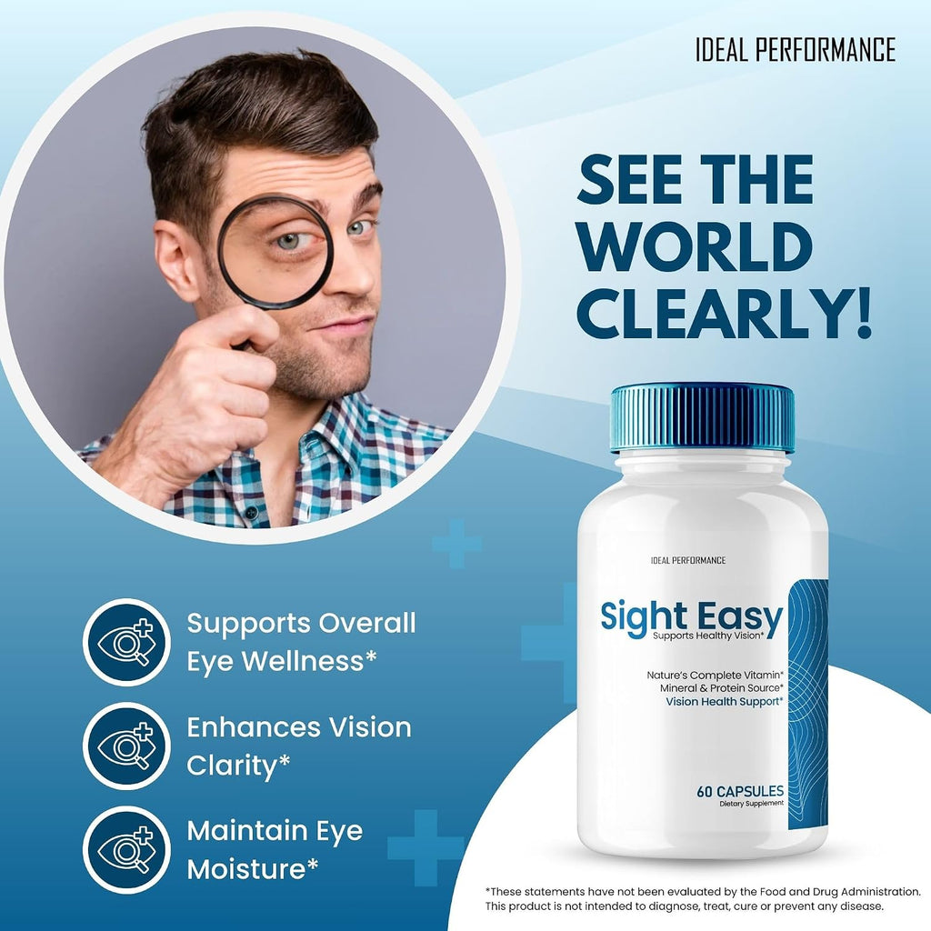 Sight Easy Cápsulas de Vitaminas y Minerales para la Visión - Fórmula Máxima Potencia, SightEasy para una Visión Saludable y Apoyo a la Función Ocular, Fórmula Avanzada Natural (Paquete de 5)