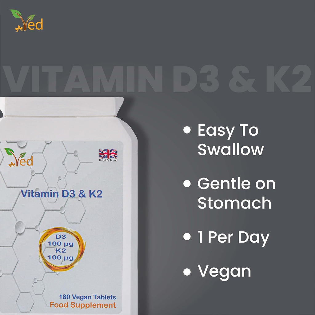 VED Vitamina D3 + K2, 200 mcg, 180 Comprimidos Veganos