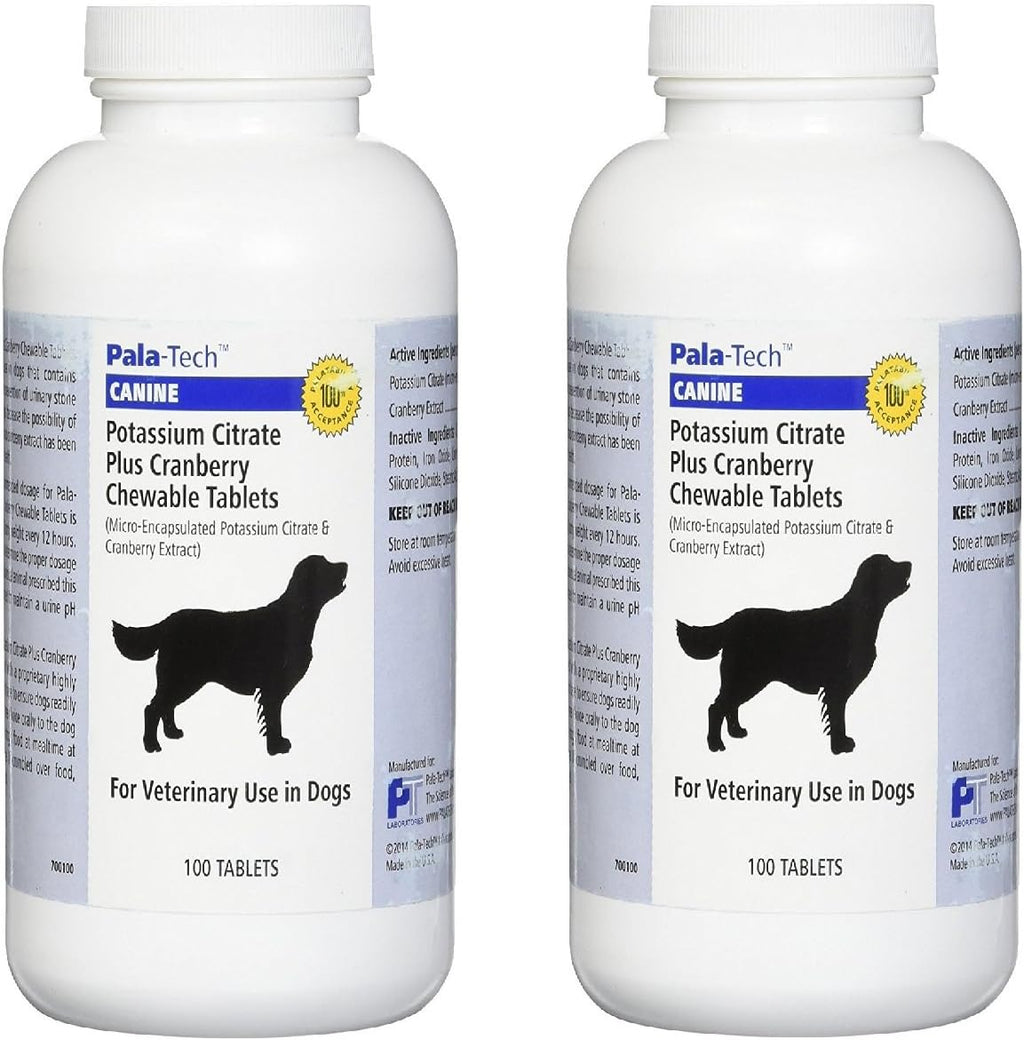 Pala-Tech Potassium Citrate Plus Cranberry 100 Chewable Tablets for Dogs (Pack of 2)