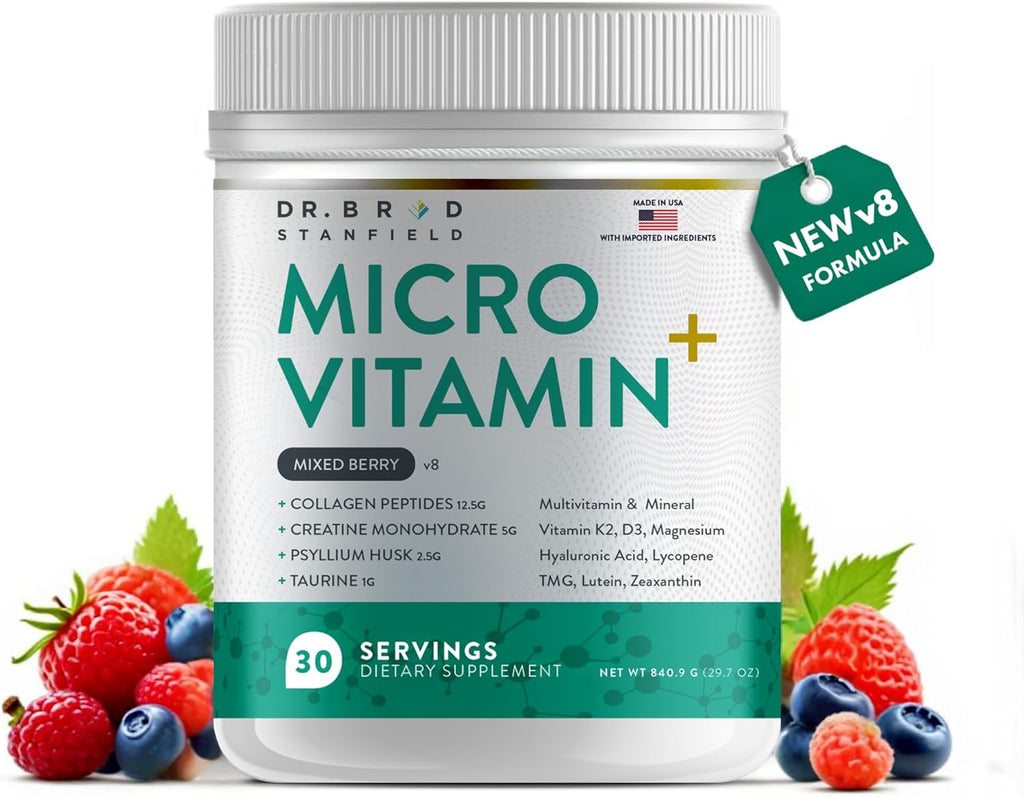 Dr Brad Stanfield MicroVitamin+ Multivitamínico Metilado con Creatina y Colágeno (Mixed Berry)