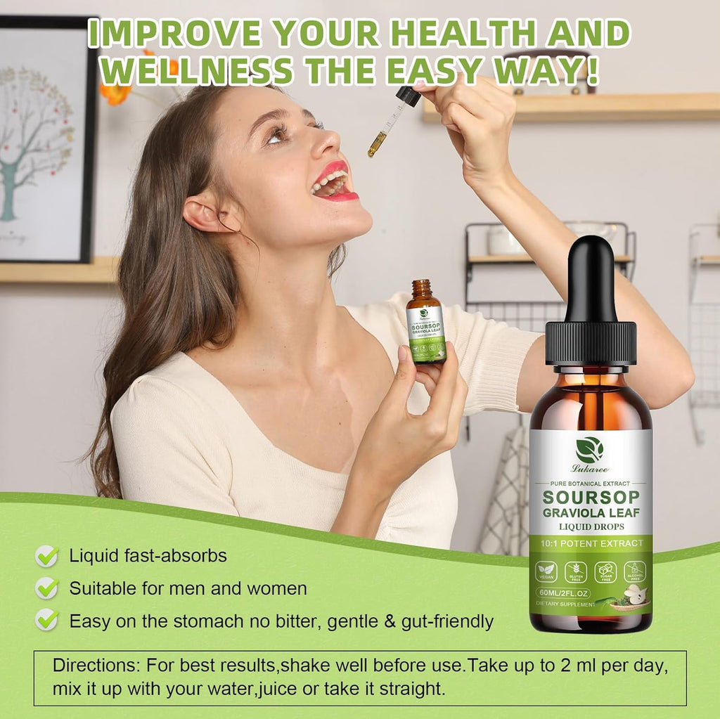 Lukaree Extracto Puro de Hojas de Guanábana (Graviola) para Inmunidad, Salud Digestiva y Energía Natural – Líquido de Bitters de Guanábana con Extracto en Frío – Vegano | Sin Gluten | 2 x 60 ml