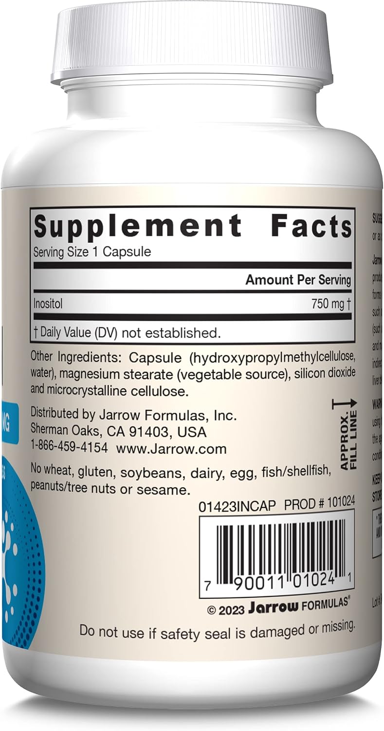 Jarrow Formulas® Inositol 750 mg - 100 Cápsulas Vegetales - Suplemento Alimenticio