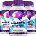 SynapticXR Brain Supplement Capsules – Fórmula Máxima Fuerza Natural para Concentración (3 Paquetes – 180 Cápsulas)