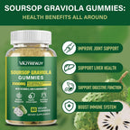 Gominolas de Graviola Soursop - 2000mg Extracto de Hojas, Vitamina C, Zinc - 60 Gominolas Veganas