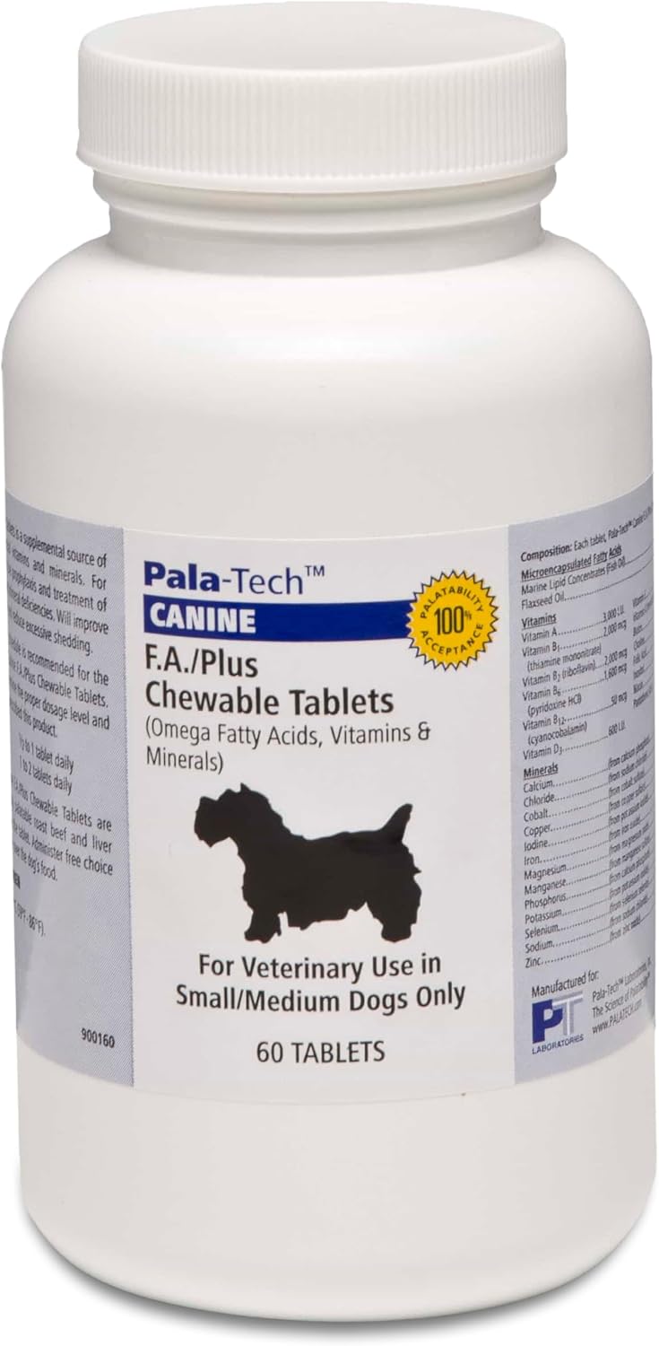 Pala-Tech FA Plus Comprimidos Masticables para Perros Pequeños - 60 uds - Sabor a Ternera e Hígado