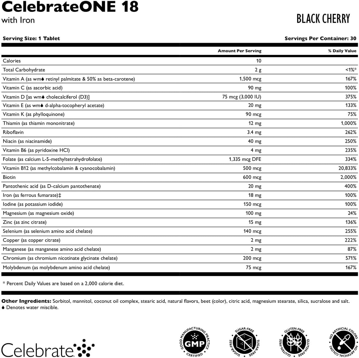 CelebrateONE Multivitamínico Bariátrico Hierro 18mg 30 Comprimidos