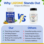 LIIZONE Cápsulas de Sea Moss Complejo con Ashwagandha, Turmeric y Vitamina C - Aceite de Semilla Negra para Apoyo Inmunitario, Articulaciones y Salud Digestiva - 60 Cápsulas