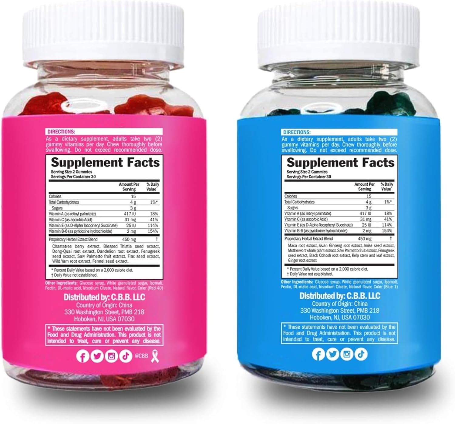 Curvy Body Bears CBB Women’s Multivitamin Gummies Top & Peach Support Combo Pack | 120 Gominolas (2 Frascos)