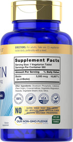 Carlyle Biotina 5000mcg | 360 Comprimidos Vegetarianos | Suplemento de Belleza para Cabello, Piel y Uñas | Sin OGM, Sin Gluten