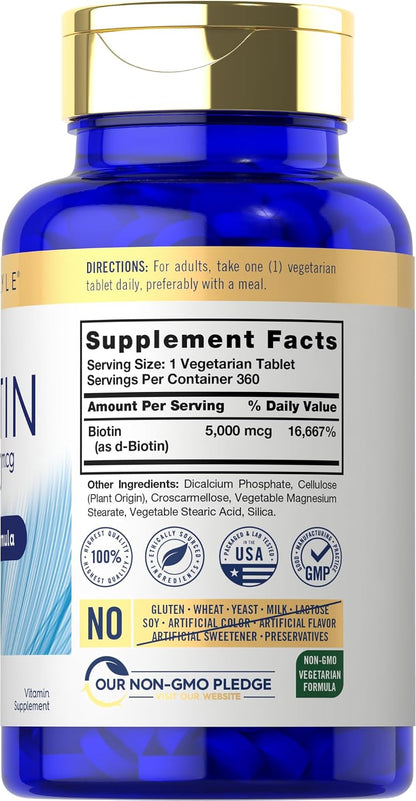 Carlyle Biotina 5000mcg | 360 Comprimidos – Comprimidos vegetarianos – aptos para dietas basadas en plantas. – Image 2