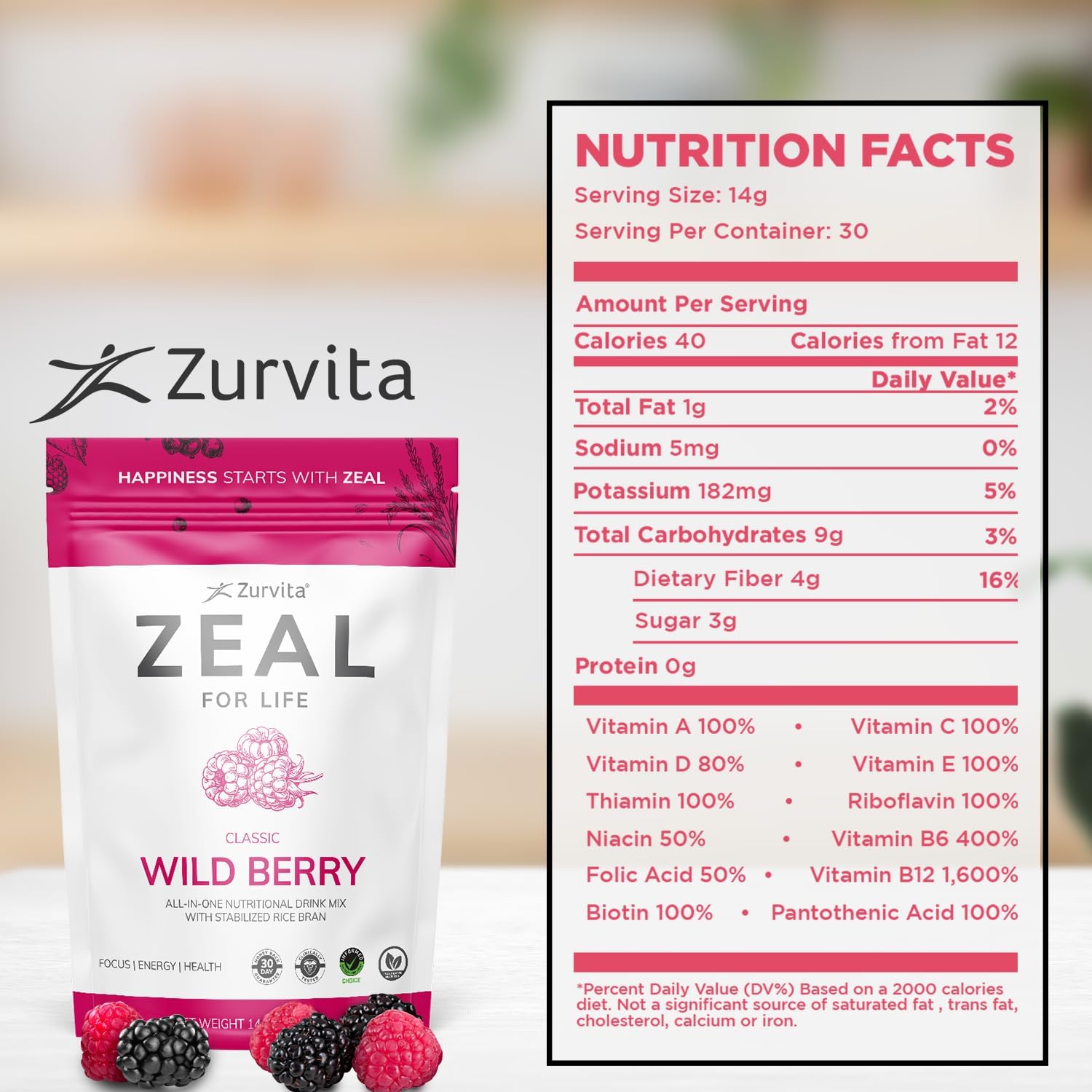 Zurvita - Zeal for Life 30-Day Wellness Bag - Wild Berry (Classic)
