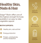 Solgar Biotin 10000 mcg Vegetable Capsules - High Potency - Vegan, Gluten Free - 120 Capsules