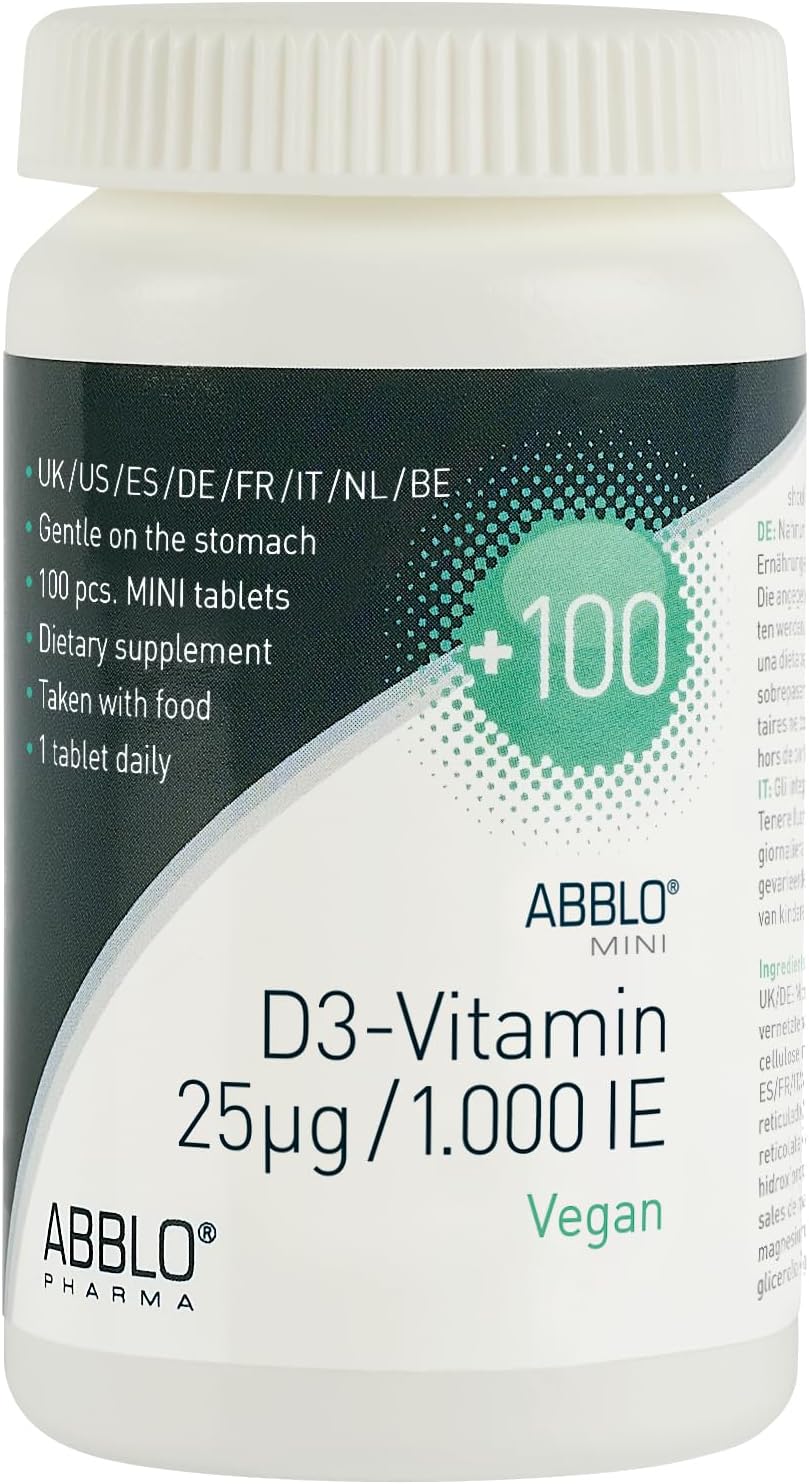 ABBLO Vitamina D3 Vegana 1000 UI (25 mcg) - 100 Comprimidos