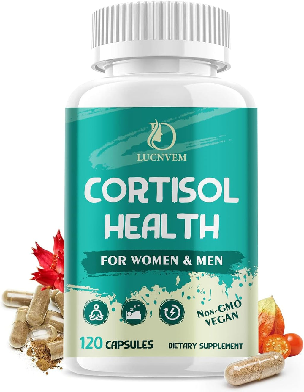 Suplemento de Cortisol para Mujeres y Hombres | 60 Días | Ashwagandha, Rhodiola, Magnesio | Vegano