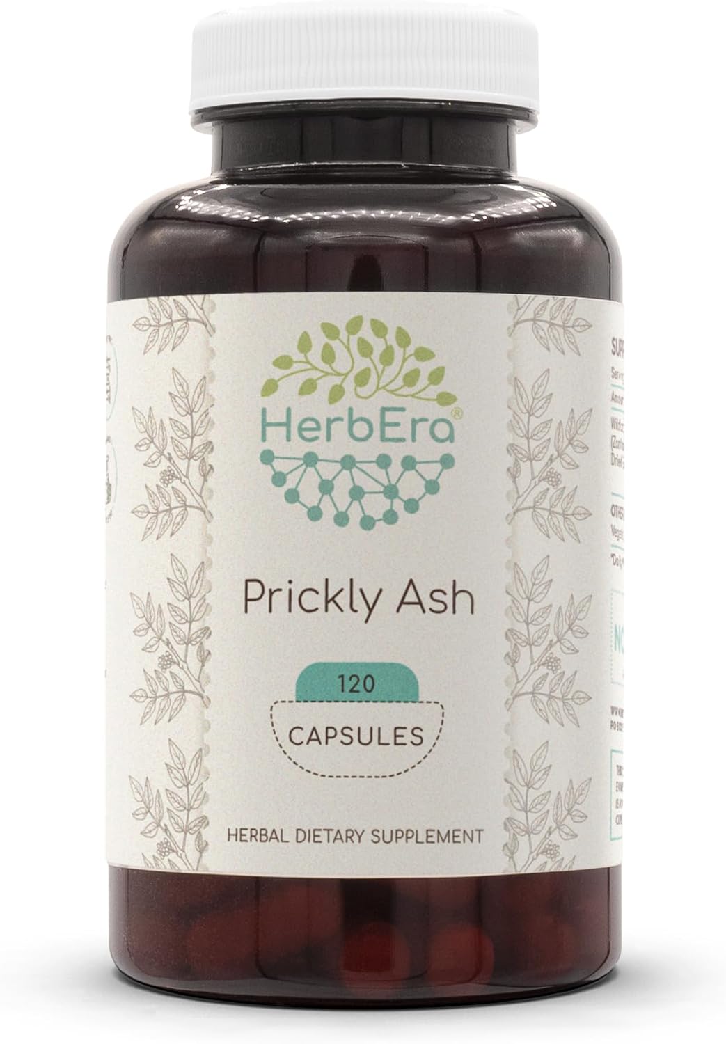 HerbEra Prickly Ash 60 Cápsulas, 400 mg - Corteza Seca Silvestre (Zanthoxylum Clava-herculis)