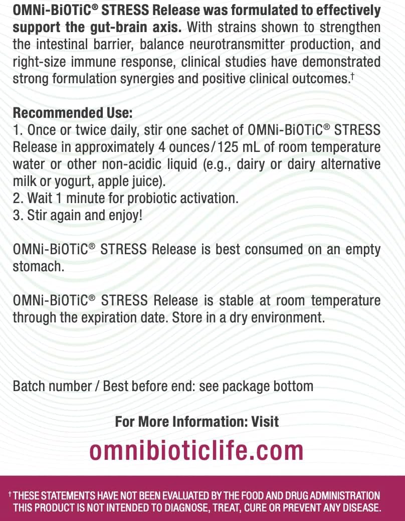 OMNi BiOTiC Stress Release - Probiótico para el Manejo del Estrés y el Eje Intestino-Cerebro - 28 Sobres