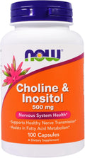 NOW Foods Colina e Inositol 500 mg - Pack de 3 botes de 100 Cápsulas