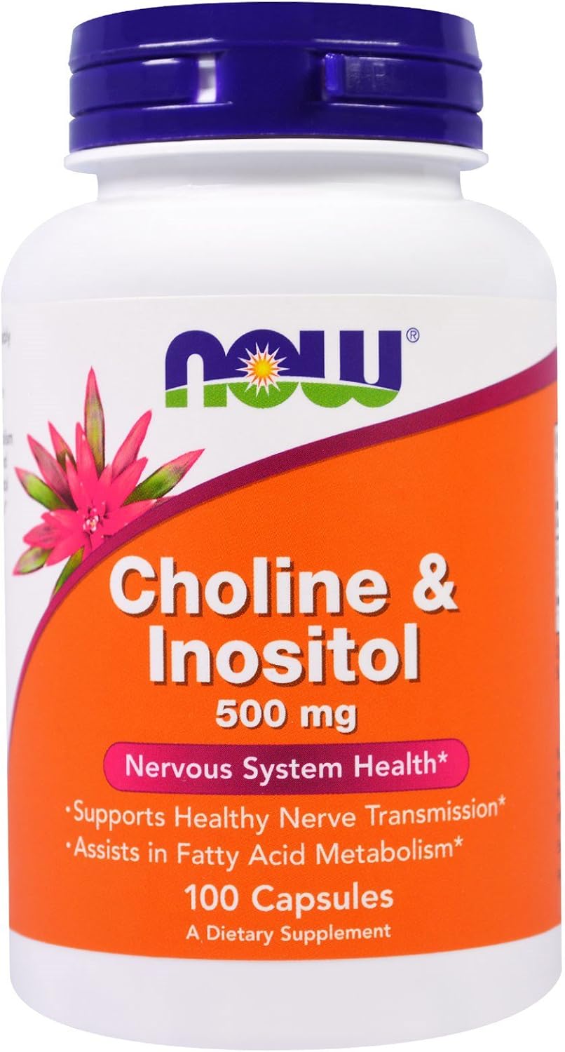 NOW Foods Colina e Inositol 500 mg - Pack de 3 botes de 100 Cápsulas