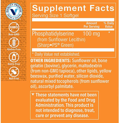 The Vitamin Shoppe Sunflower Phosphatidylserine 100 mg (30 Softgels) – Image 2