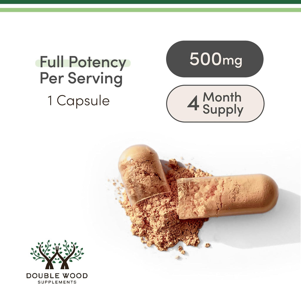 Rhodiola Rosea 500mg, 120 Cápsulas Veganas - Extracto Estandarizado (3% Salidrósidos, 1% Rosavinas) by Double Wood