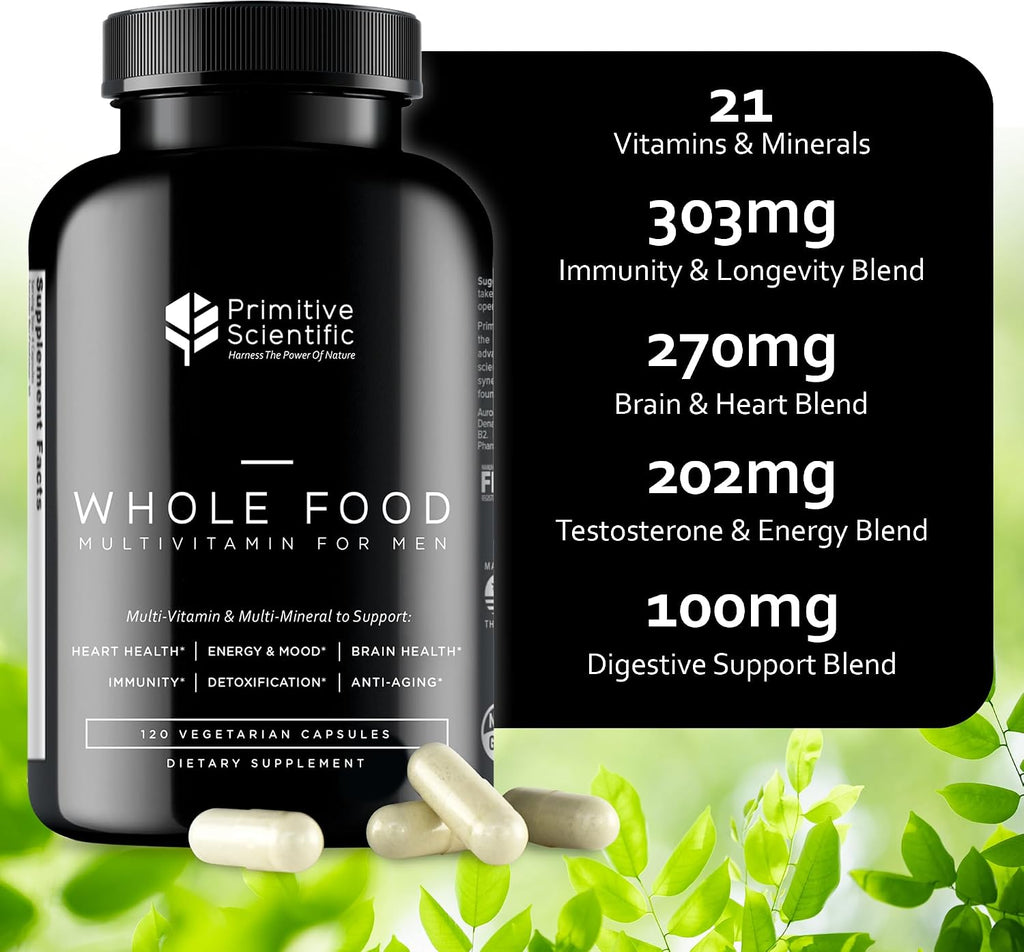 Primitive Scientific Multivitamínico Natural para Hombres - Energía y Bienestar (120 Cápsulas)