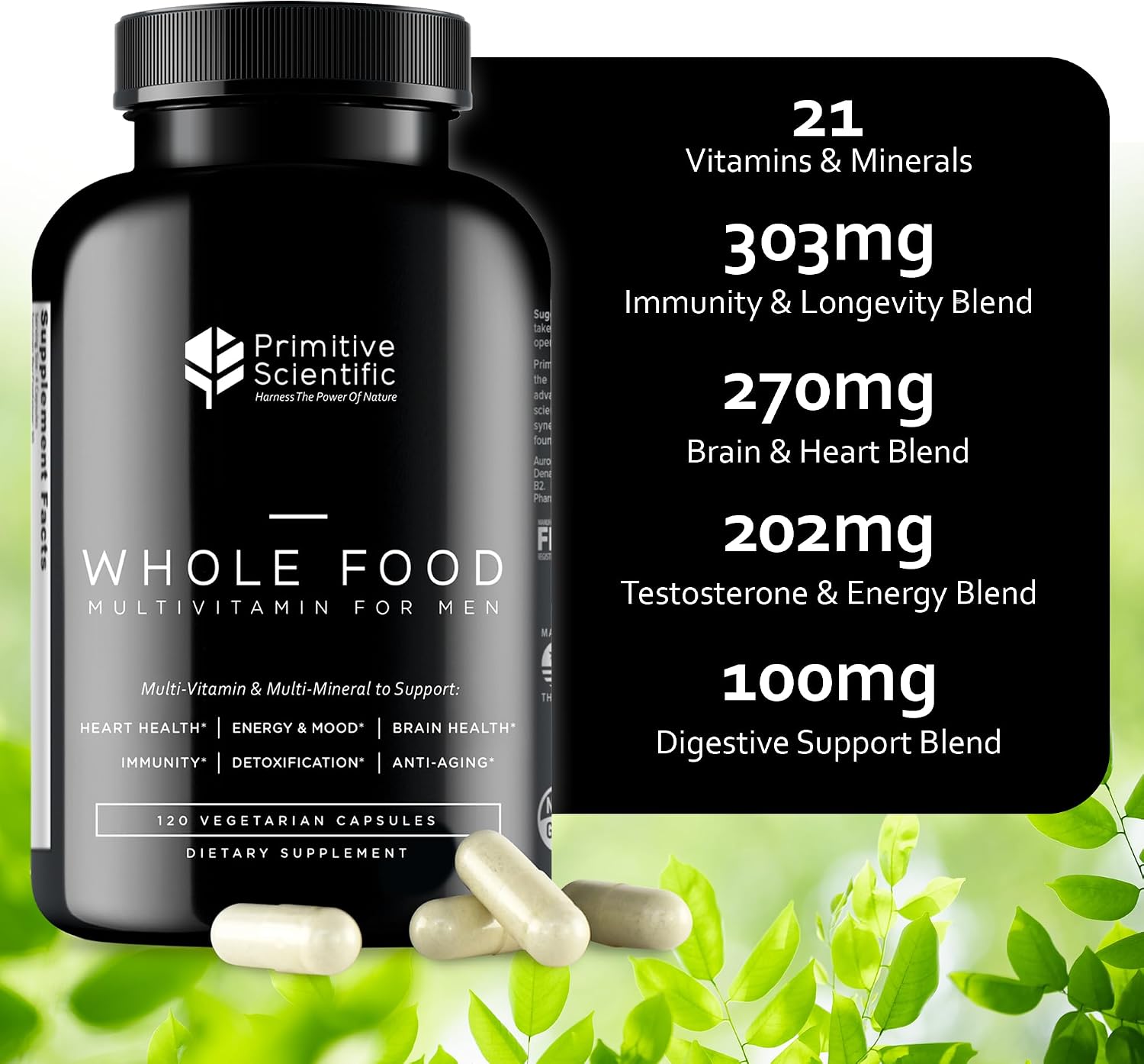 Primitive Scientific Multivitamínico Natural para Hombres - Energía y Bienestar (120 Cápsulas)