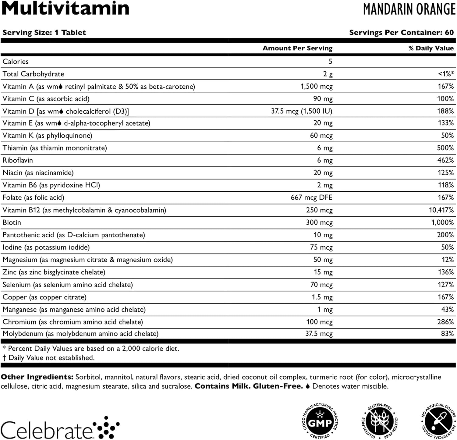 Celebrate Vitamins Multivitamínico Masticable para Cirugía Bariátrica, Sin Hierro - Naranja (60 Comprimidos)