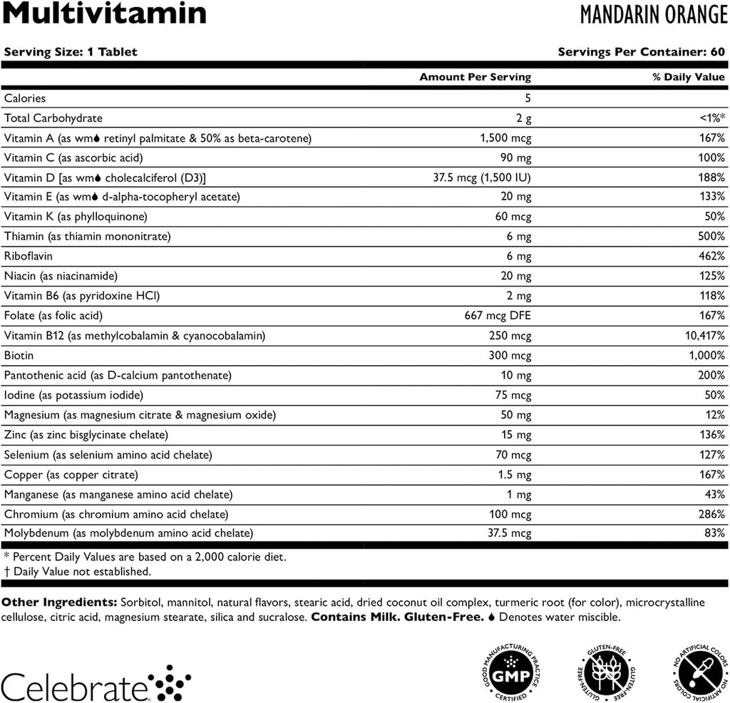 Celebrate Vitamins Bariatric Multivitamin Chewable Iron Free - 180 Count Orange Flavor
