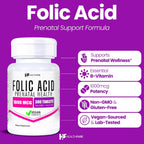 Healthfare Ácido Fólico 1000mcg | 300 Comprimidos Veganos | Vitamina B9