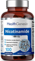 Health Genesis B-3 Nicotinamida 500 mg, 100 Cápsulas - Sin Rubor