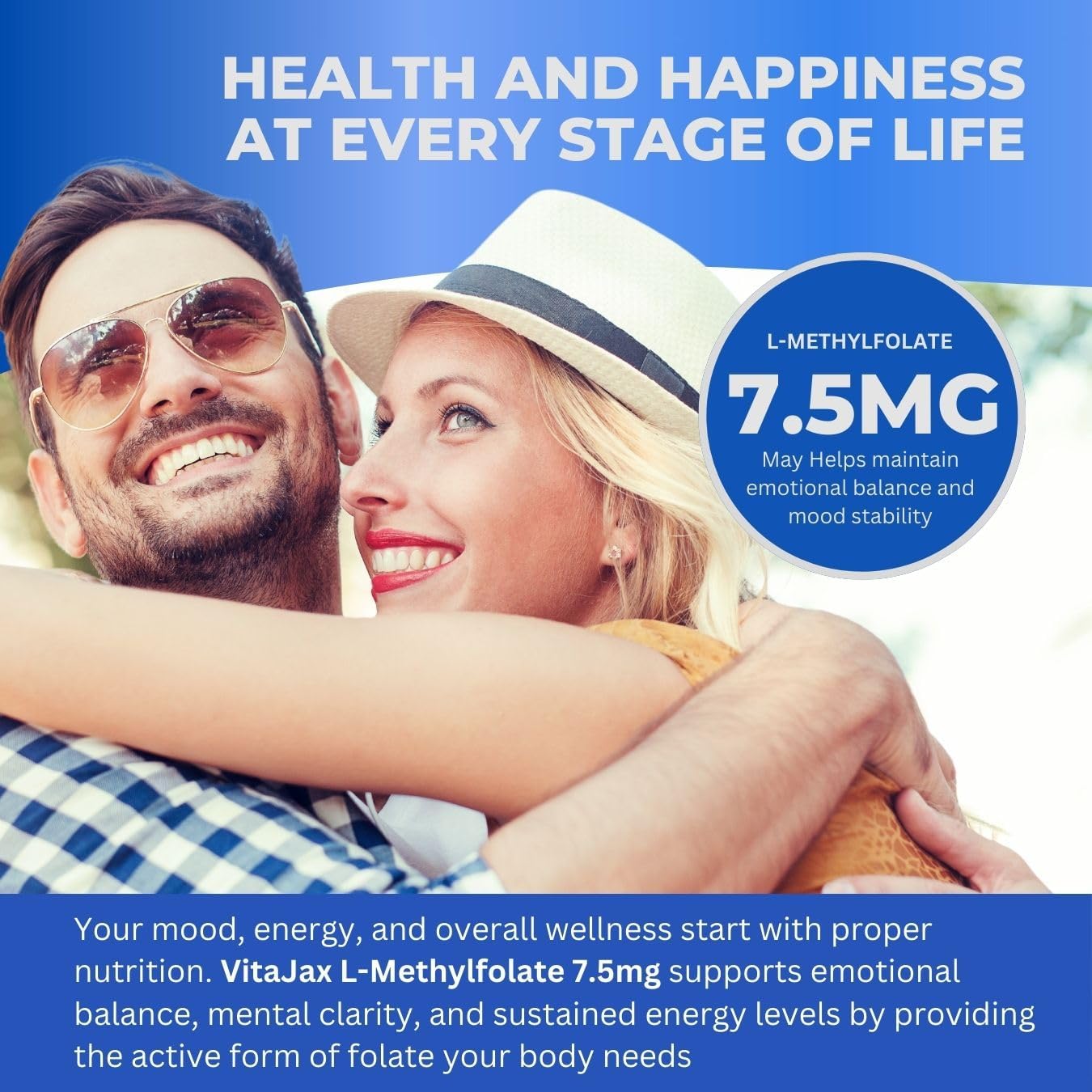 L-Methylfolate 7.5 mg, 120 cápsulas - Vitajax
