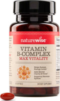 NatureWise Complejo B para Hombres y Mujeres - con Ácido Fólico, Biotina, B1, B2, B3, B6, B12 - Apoyo a la Energía Celular y Claridad Mental - Sin Gluten ni Lácteos - 60 Cápsulas Blandas