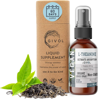 GIVOL Spray Líquido de L-Teanina (200mg) y Vitamina C (150mg) - Sabor Melocotón - 60 ml (60 dosis) – Image 1