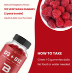 NutraChamps Gominolas de Vitamina D3 y B12 con Metilcobalamina y Folato - 240 Gominolas (2 Envases de 120)