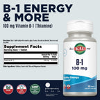 KAL Vitamina B1 100 mg, Tiamina, 100 Comprimidos