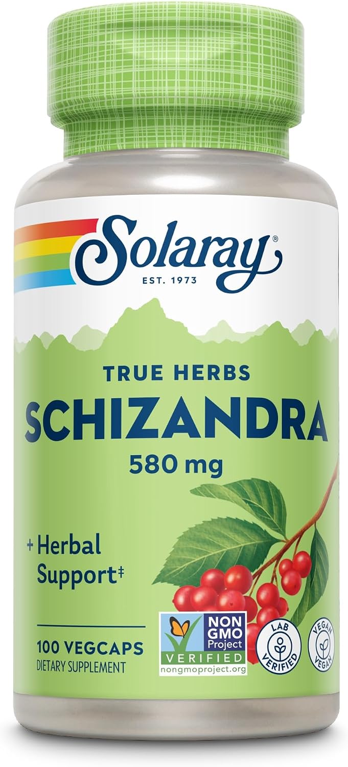Solaray Schizandra Berry 580 mg - Extracto Puro de Baya de Schizandra, 100 Cápsulas Veganas