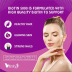 VITINITY Biotin 5000 mcg Extra Strength - Gominolas sin azúcar - 60 unidades (30 días)