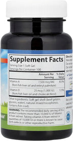 Carlson Labs Vitamin A & D 25000/1000 IU, 100 Soft Gels