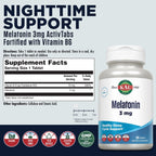 KAL Melatonina 3mg Comprimidos Sublinguales con Vitamina B6, 120 Comprimidos