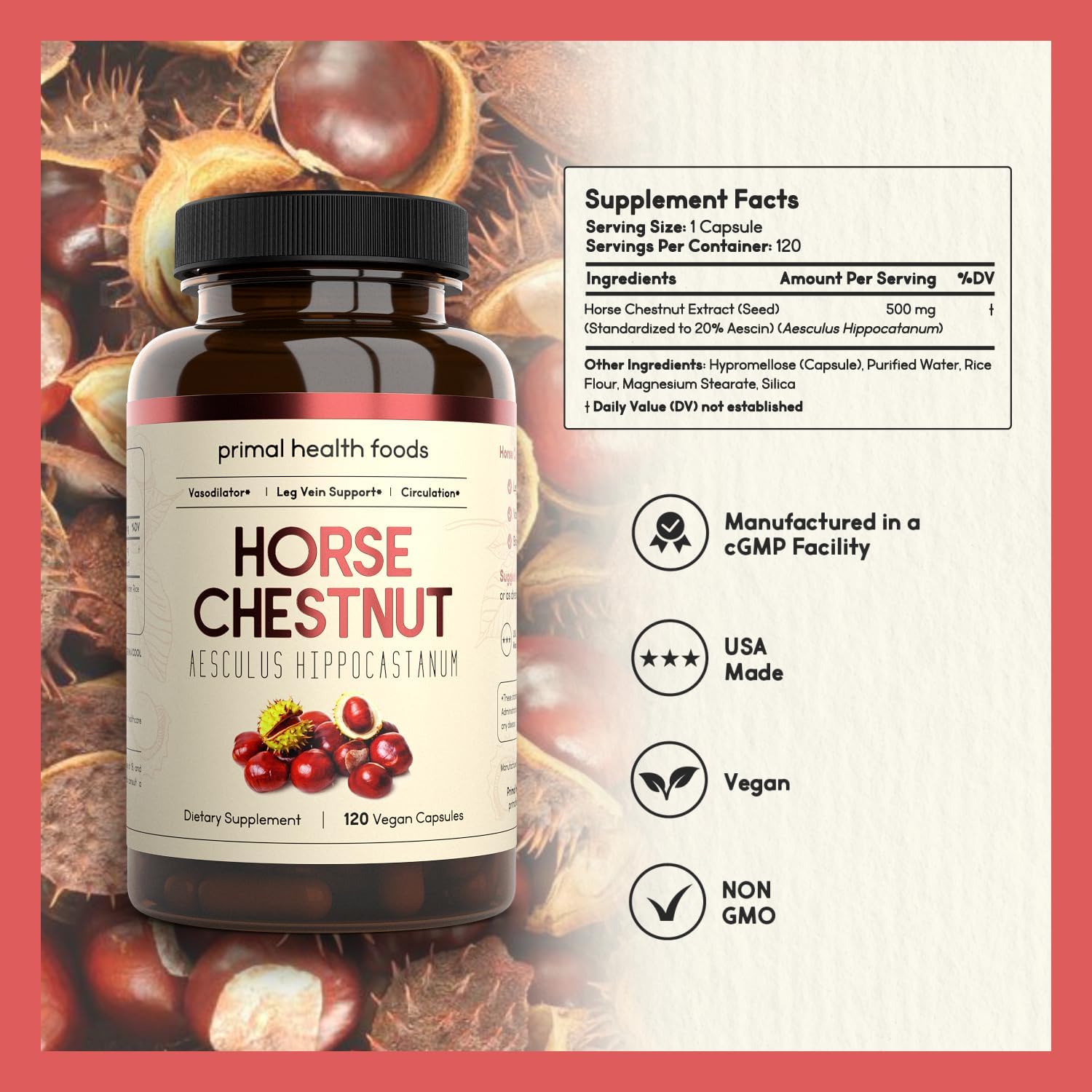 Extracto de Castaño de Indias 500 mg - 120 Cápsulas