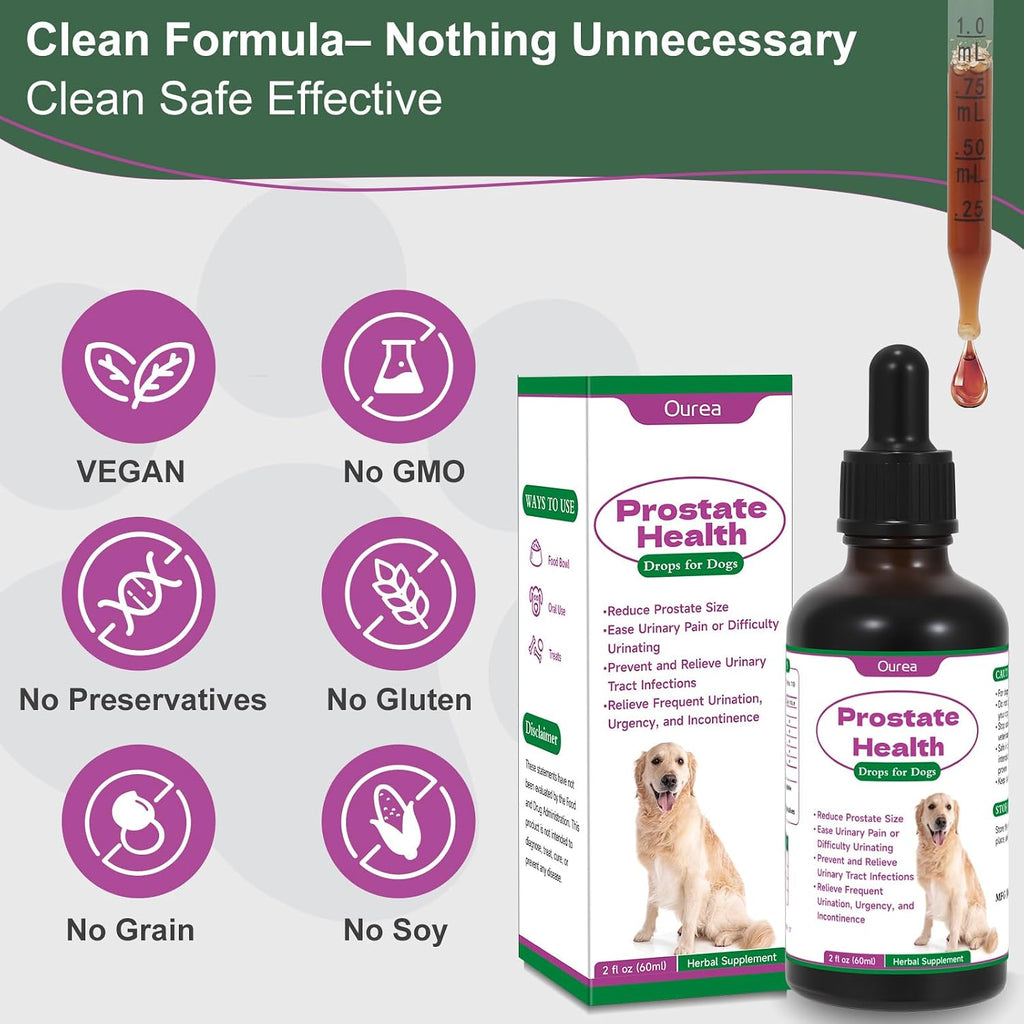 Ourea Gotas Prostáticas para Perros - Suplemento Herbal Líquido