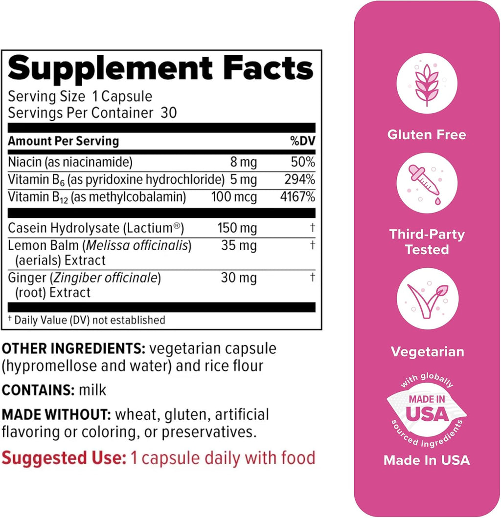 Redd Remedies Peaceful Mama – Suplemento para el Estrés y Sueño con Lactium, Melisa y Jengibre – 30 Cápsulas
