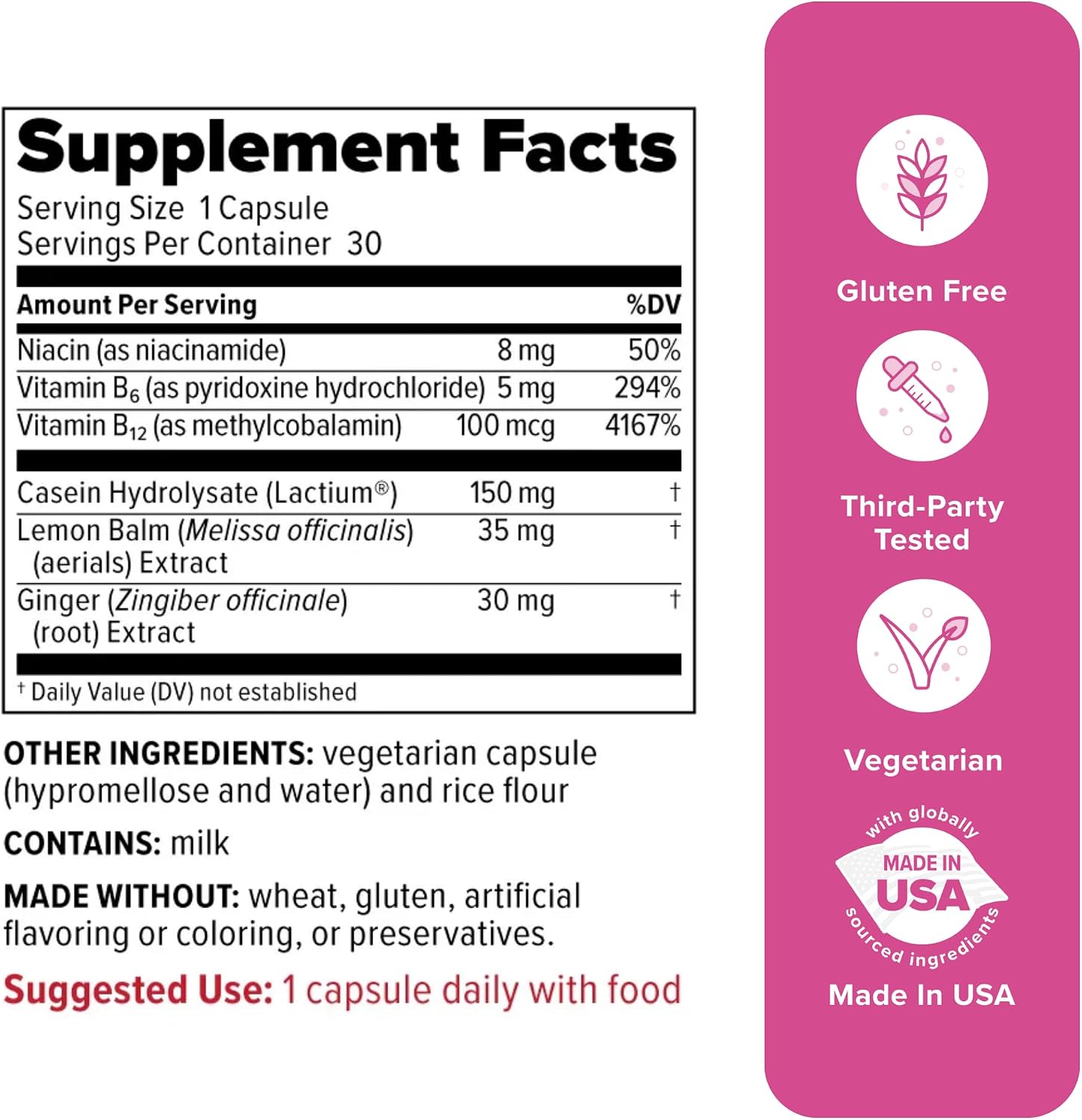 Redd Remedies Peaceful Mama – Suplemento para el Estrés y Sueño con Lactium, Melisa y Jengibre – 30 Cápsulas