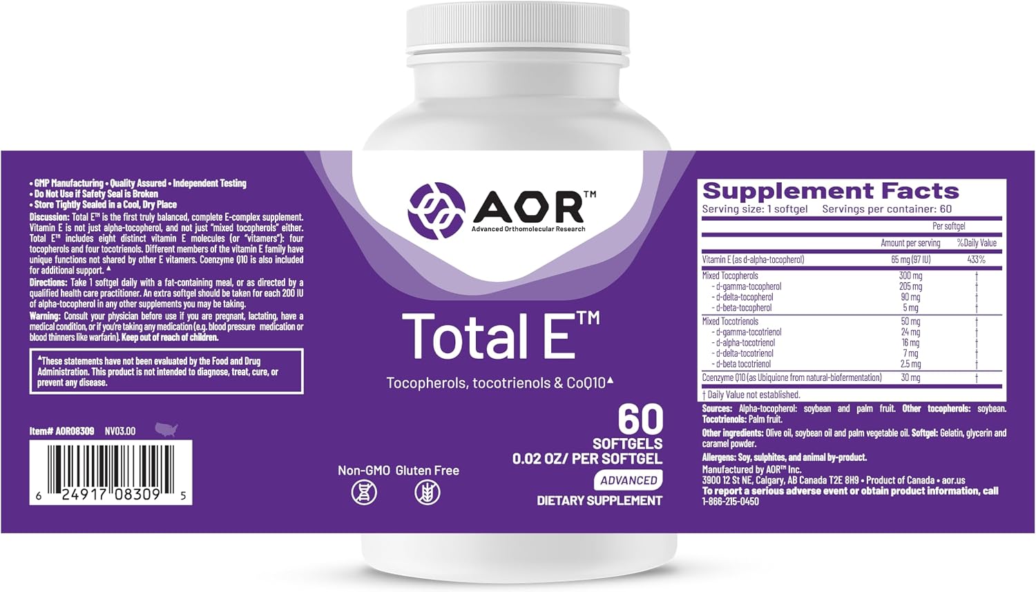 AOR Total E 445 mg, 60 Softgels