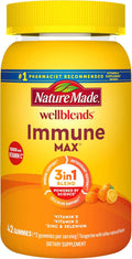 Nature Made Wellblends ImmuneMAX Gominolas con Vitamina C, Zinc, Vitamina D3 y Selenio, 42 gominolas sabor mandarina