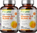 biophix Vitamin D3 10000 IU 380 Capsules (2 Bottles) - High Potency in Extra Virgin Olive Oil - Non-GMO, Soy-Free