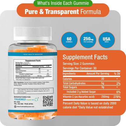 Gominolas de Vitamina C con Zinc y Probióticos - 250 mg - 60 unidades - TRUEMED – Image 4