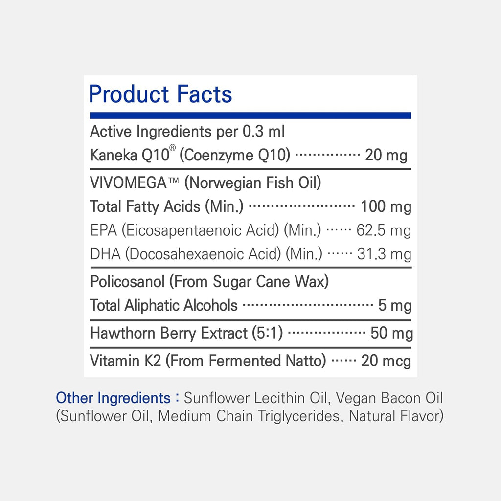 Heart Alive Líquido para la Salud Cardiovascular de Perros y Gatos - Aceite de Pescado Noruego, Coenzima Q10, Vitamina K2, Policosanol, Extracto de Espino, Sabor a Tocineta Vegano (60ml)